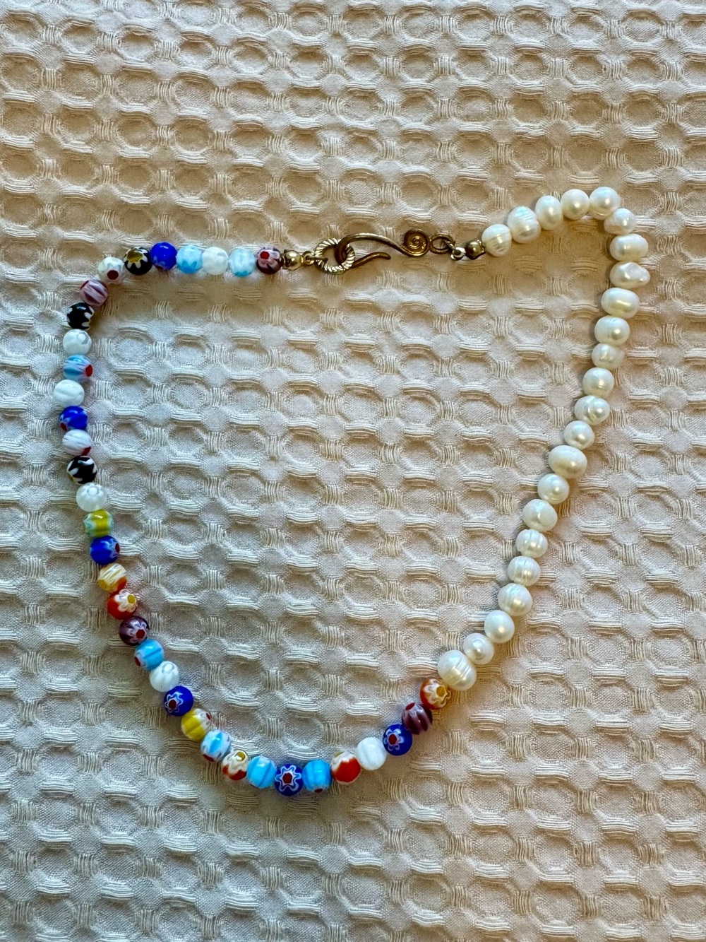 Anthropologie Multicolor Bead and White Pearl Necklace